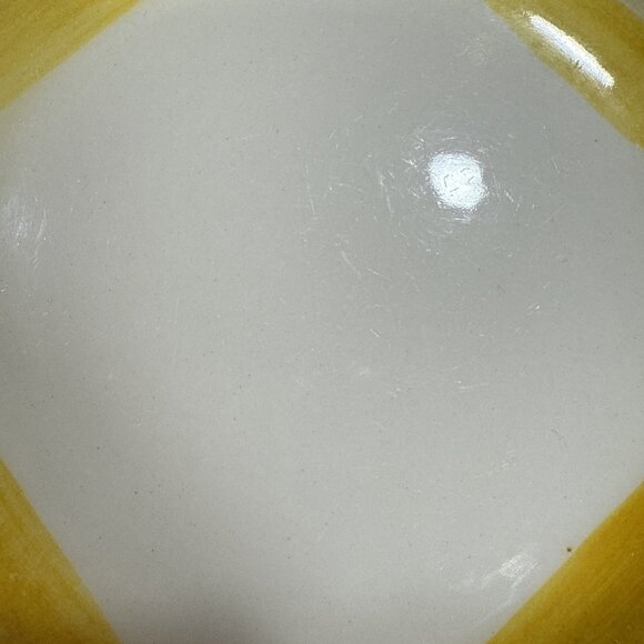 3 Vtg Vernonware Homespun Hand Painted Yellow Brown Plaid Fruit Serving Bowl 8" - Picture 5 of 12